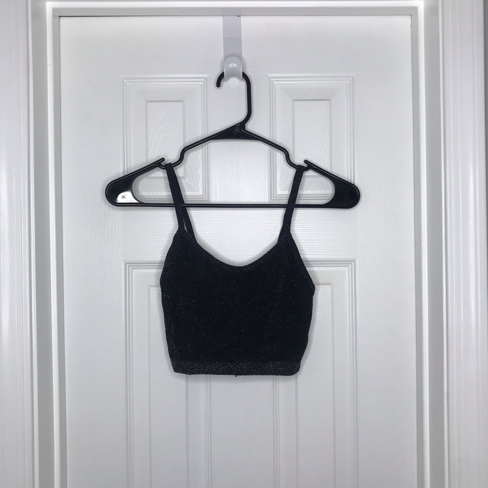 Forever 21 Black Sparkle Tank Crop Top